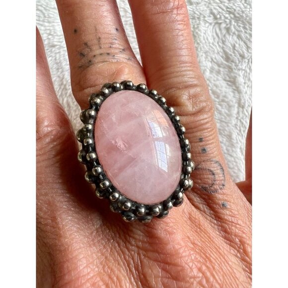 Heart Chakra Rose Quartz Statement Ring 5 6 7 8 9 - Picture 1 of 5